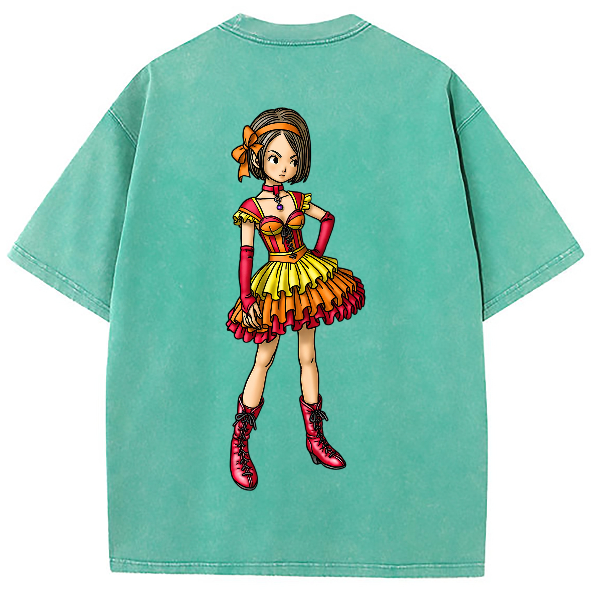 （画像用） ドラゴンクエスト Doragon Kuesuto Dragon Quest 綿100% ヴィンテージ風 半袖Tシャツ（背面プリント）